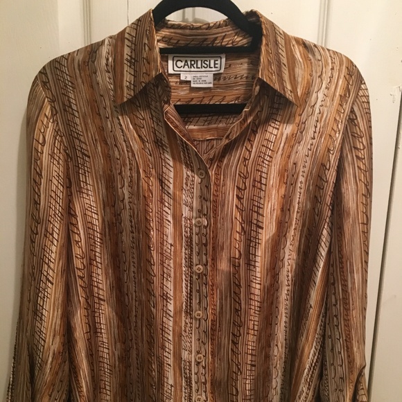 Carlisle Tops - Vintage Carlisle 100% Silk Button Up Blouse Size 2
